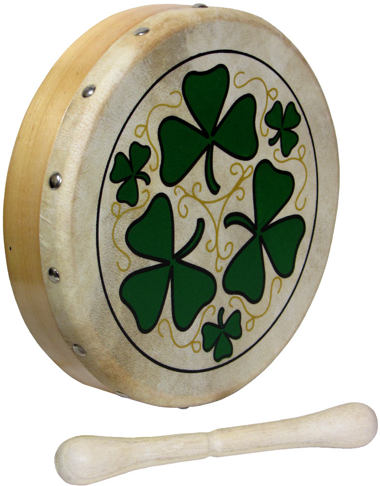 Glenluce 8inch Drum, Shamrock design Light colored wood rim. Single strut