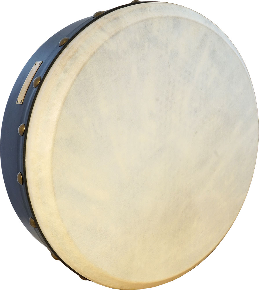 Waltons 2410 16inch Bodhran, Tuneable. Mahogany 12.5cm deep, heavy duty laminated rim with rounded edges and arm cut out