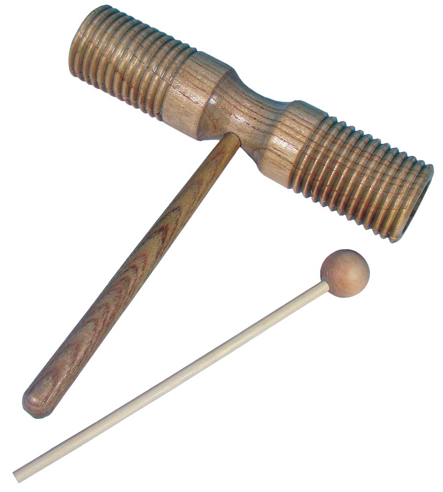 Atlas AP-L520 Wooden T Shape Block, 2 Tone With Beater. Hit or scrape for a variety of sounds