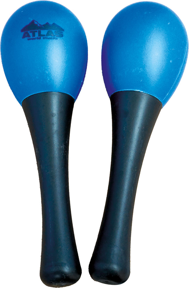 Atlas Pair of Egg Maracas, Blue Pair of shaky egg style maracas with short handles