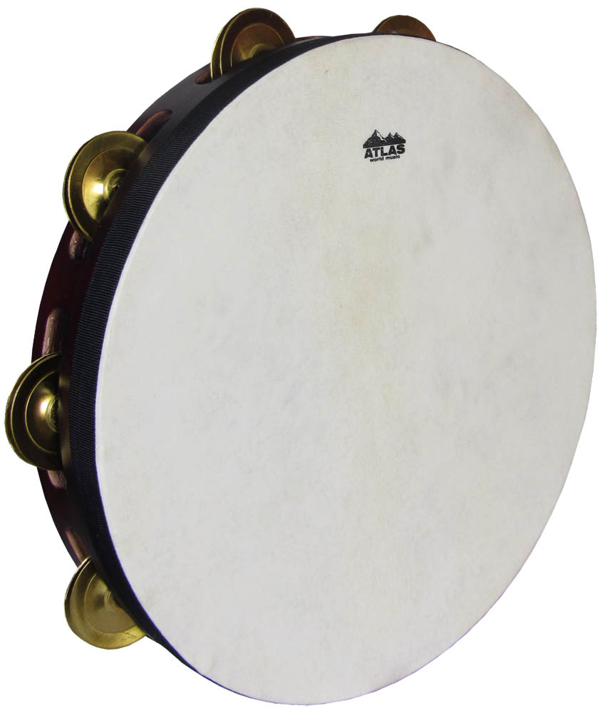 Atlas AP-L740 10inch Pro Tambourine, Single 10inch natural skin head with a single row of dry jingles