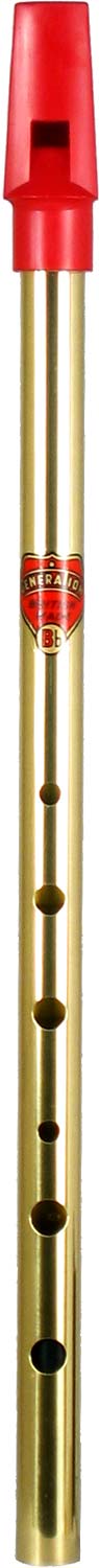 Generation Brass Bb Whistle Tin whistle with a red plastic mouthpiece