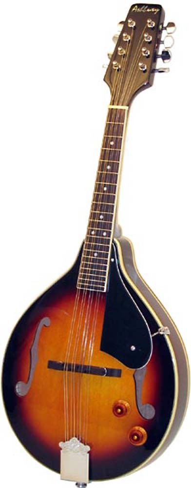 Ashbury AM-10-ESB A Style Electro Mandolin, S/B Electro, spruce top, mahogany body, F-hole, bridge P/U, tone & vol.