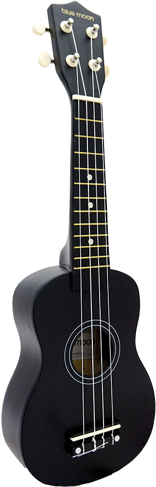 Blue Moon BU-02K Colored Soprano Uke, Black Good quality, very playable Uke. Lindenwood fingerboard and bridge. Nickel frets