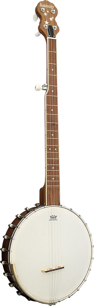 Ashbury AB-85-5 5 String Banjo, Walnut Rim Frailing style open back. Scooped rosewood fingerboard. Rolled brass tone ring