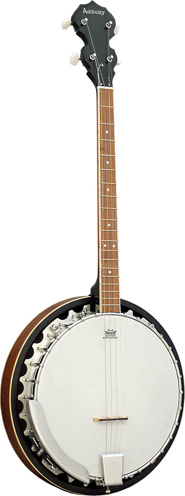 Ashbury AB-35-T Tenor Banjo, Mahogany Resonator Aluminum rim. White ABS bound mahogany neck with rosewood fingerboard. 19 Frets