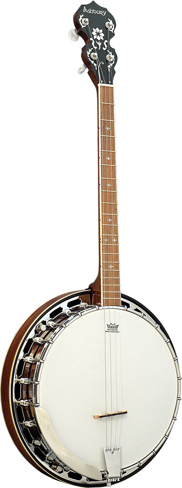 Ashbury AB-45-T Tenor Banjo, Mahogany Resonator Rolled brass tone ring. White ABS bound mahogany neck. Rosewood f/board.19 Frets