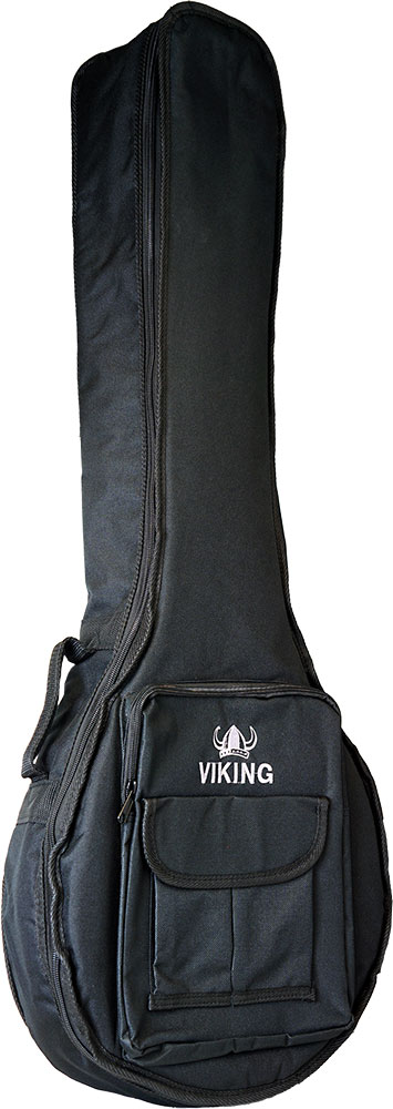 Viking VBB-25-T Deluxe 4st OpenBack Banjo Bag Tough 600D black nylon outer with 15mm padding. Plush red lining