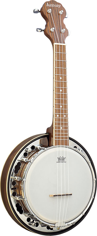 Ashbury AB-34-U Ukulele Banjo, Resonator, Walnut Walnut rim & resonator, 12 tension hooks, no knot style tailpiece.