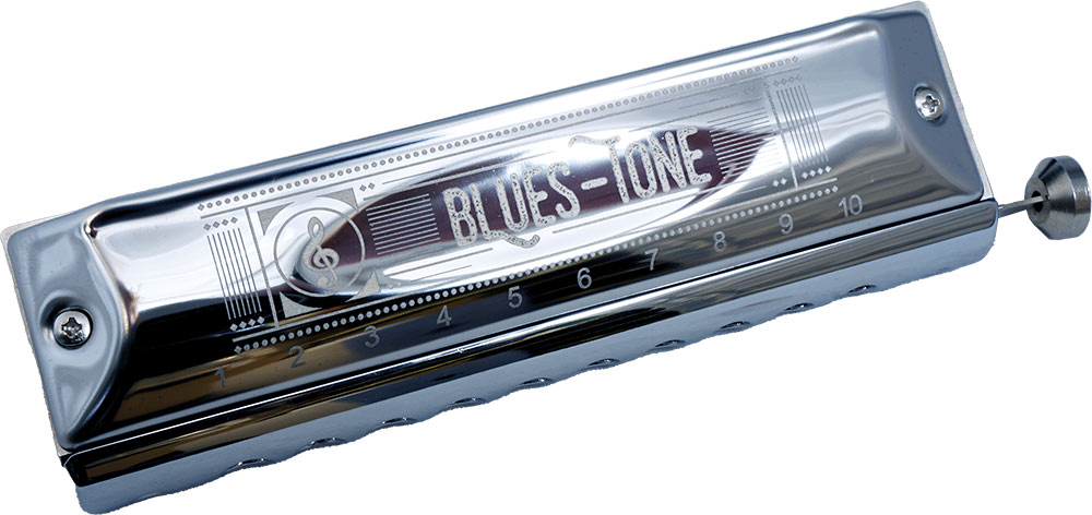 Bluestone Chromatic Harmonica, C Major 10 Hole. Brass reedplate with black ABS Comb