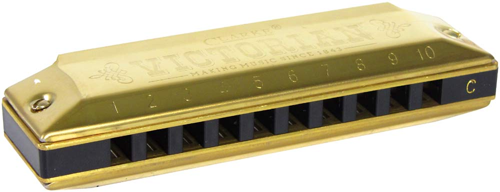 Clarke CH Victorian Harmonica in C Major 10 hole blues harmoncia in C. Brass/silver alloy reeds on 0.1mm brass plates