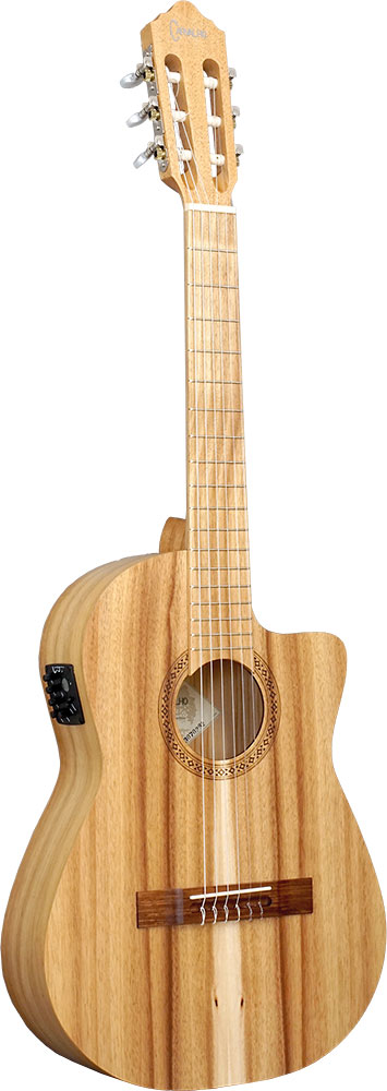 Carvalho Koa 3/4 3/4 Classical Electro Guitar Acacia top. Acacia back and sides. Cutaway body with P/U and EQ system