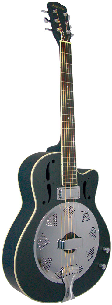 Ashbury AR-38 Resonator Guitar, Electro Electro acoustic cutaway. Mahogany top, back and sides. Black satin finish
