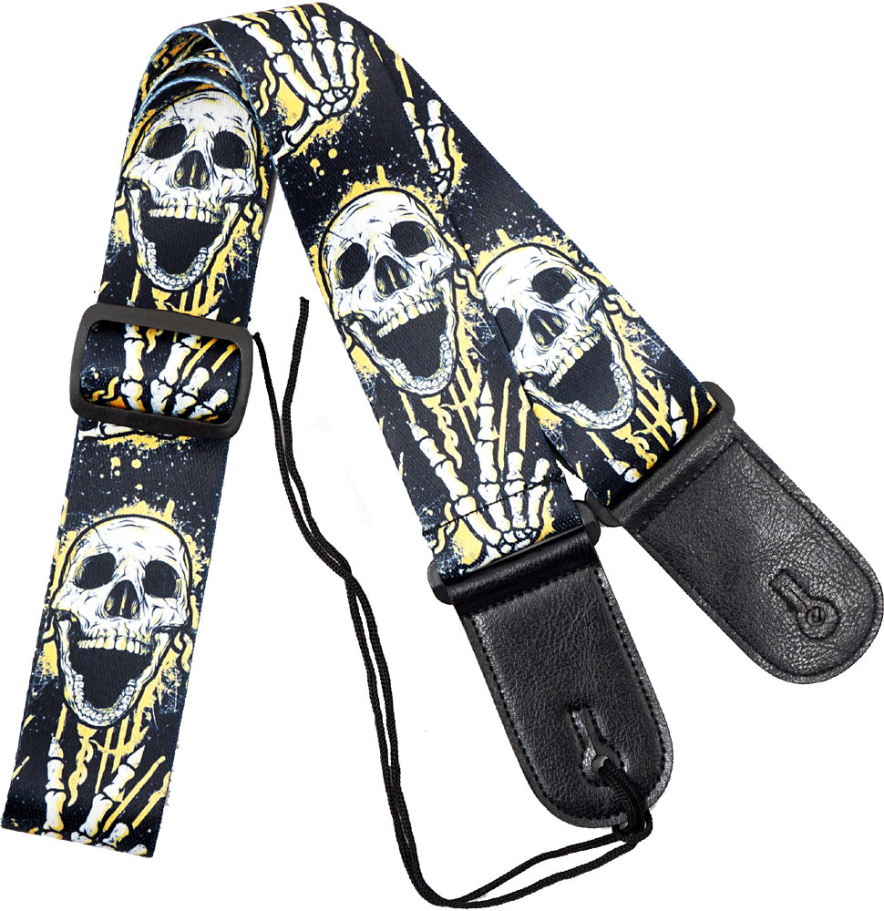 Viking VGS-42 Fabric Guitar Strap. Skulls Patterned guitar strap. 6.5cm wide