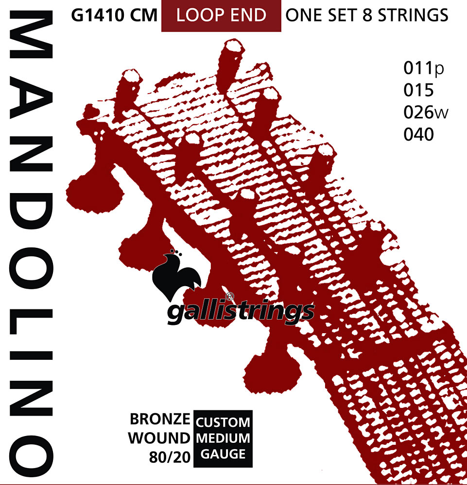 Galli G1410CM Mandolin Strings, Brz. Medium 80/20 Bronze wound, loop ended