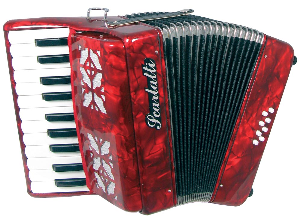 Scarlatti Piano Accordion, 8 Bass. Red 22 treble keys. Ideal as a starter instrument