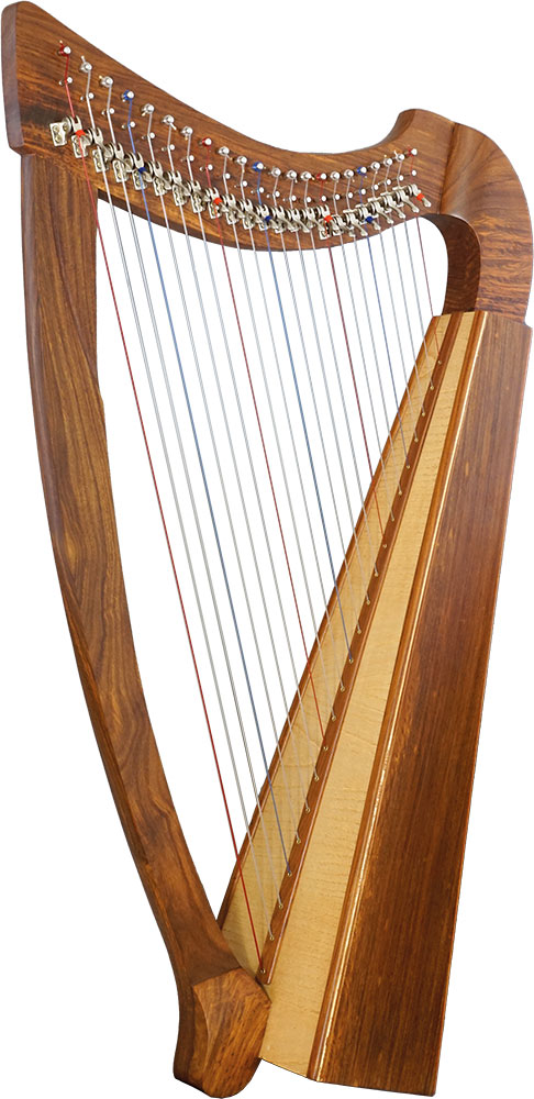 Glenluce Fiddlewood 22 String Harp, Fully Levered Solid rosewood sides with laminate spruce soundboard and back