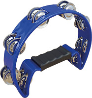 Atlas Half Moon Tambourine, Blue Blue. Sturdy Tambourine with a chunky plastic handle