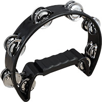 Atlas Half Moon Tambourine, Black Black. Sturdy Tambourine with a chunky plastic handle