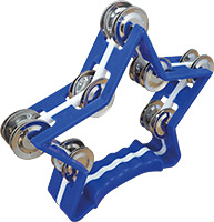 Atlas Star Tambourine, Blue Sturdy Tambourine with a chunky plastic handle. Blue with white center stripe