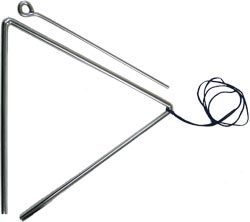 Atlas Metal Triangle, 8inch with beater Metal triangle on a string with plastic handled beater