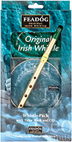 Feadog FW03 Triple Pack Brass D Whistle Contains the Brass High D whistlle, Tutor book and CD. New pack 100% recyclable