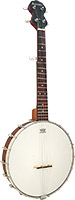 Ashbury AB-15-5 5 Str Travel Banjo, Open Back Beveled mahogany pot. Bound mahogany neck with rosewood fingerboard. 19 Frets