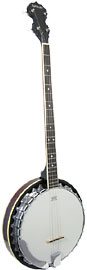 Ashbury AB-35P Plectrum Banjo, Mahogany Reso Aluminum rim. White ABS bound mahogany neck with rosewood fingerboard. 22 Frets