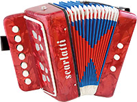 Scarlatti Child's 7 Key Melodeon, Red A perfect fun mini melodeon for any child