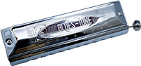 Blues Tone Chromatic Harmonica, C Major 10 Hole. Brass reedplate with black ABS Comb