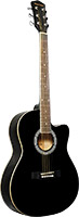 Blue Moon BG-15 Small Body Guitar, Cutaway, BLK Black gloss finish, linden plywood top, back and sides