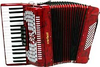 Scarlatti ASCARI 72R Piano Accordion, 72 Bass. Red 34 treble keys, 12 by 6 bass configuration