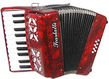 Scarlatti Piano Accordion, 8 Bass. Red 22 treble keys. Ideal as a starter instrument