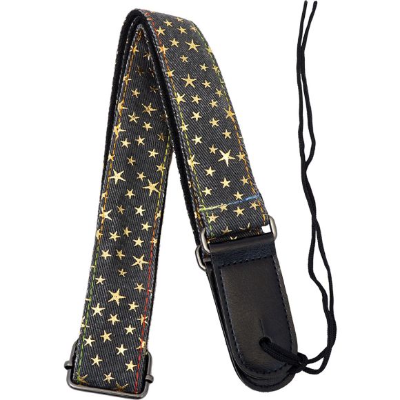Viking VUS-37 Denim Uke Strap, Gold Stars (GR35707)
